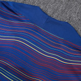 25/26 BAR Diagonal inkjet Blue Kids Half Pull Tracksuit#E25174 (童装半拉链)