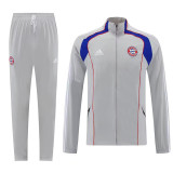 25/26 Bayern Grey White Retro Windbreaker Tracksuit
