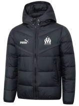 25/26 Marseille Black Hooded Cotton Coat 连帽棉衣