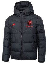 25/26 Man Utd AD Red Logo Black Hooded Cotton Coat 连帽棉衣