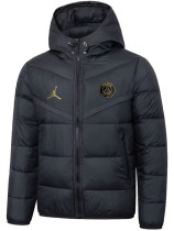 25/26 PSG Jordan Ｇold Logo Black Hooded Cotton Coat 金标连帽棉衣