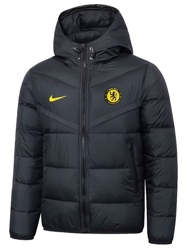 25/26 CHE Black Hooded Cotton Coat 连帽棉衣