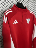 25/26 Sevilla Red Half Pull Tracksuit Tops (半拉链)