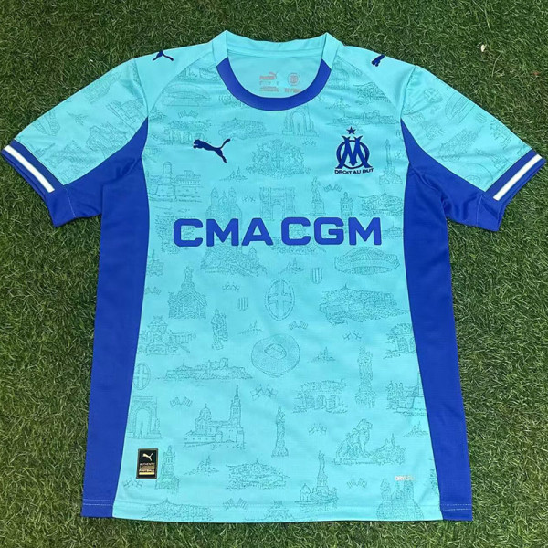 25/26 Marseille Sky Blue Fans Soccer Jersey
