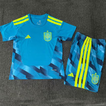 26/27 Spain Ｇoalkeeper Blue Kids Soccer Jersey