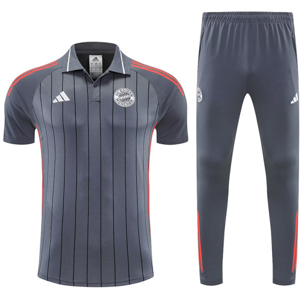 25/26 Bayern Grey Stripe polo shirts pants suit