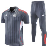 25/26 Bayern Grey Stripe polo shirts pants suit