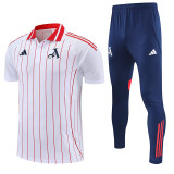 25/26 ARS White and red stripes polo shirts pants suit