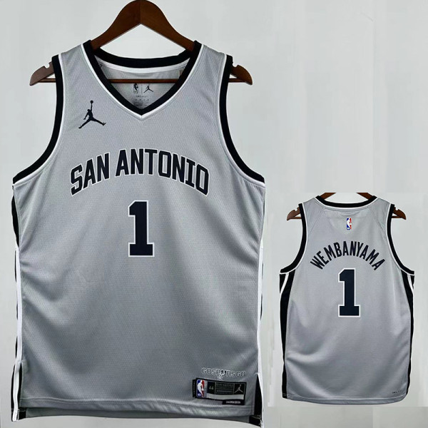 25/26 Sa Spurs WE MBANYAMA #1 Grey Limited Edition Top Quality Hot Pressing NBA Jersey
