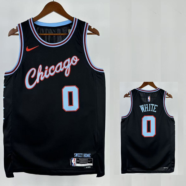 25/26 BULLS WHITE # 0 Black City Edition Top Quality Hot Pressing NBA Jersey