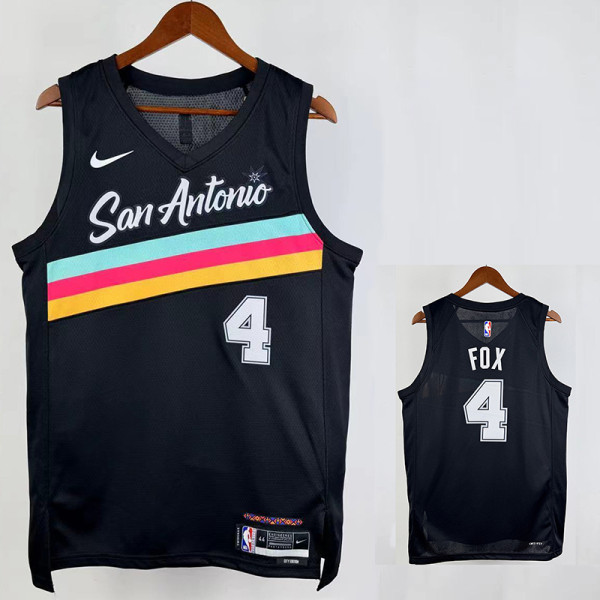 25/26 Sa Spurs FOX #4 Black City Edition Top Quality Hot Pressing NBA Jersey