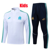26/276 Marseille White Kids Half Pull Tracksuit #E25222 (童装、半拉链)