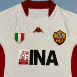 2001/2002 Roma Away Long Sleeve Retro Soccer Jersey
