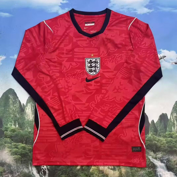 26/27 England Away Long Sleeve Fans Soccer Jersey带星