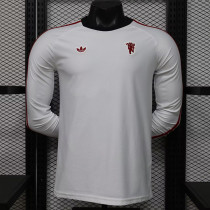 26/27 Man Utd Leisure White Player Version Retro Long Sleeve Soccer Jersey