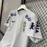 26/27 Brazil White Pure Cotton Men's T-shirt