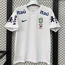 26/27 Brazil White Pure Cotton Men's T-shirt