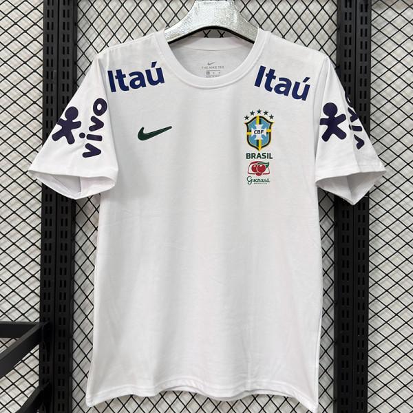 26/27 Brazil White Pure Cotton Men's T-shirt