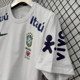26/27 Brazil White Pure Cotton Men's T-shirt