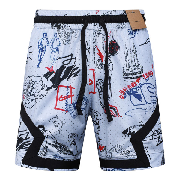 26/27 Flying Man Casual NBA Edition graffiti White shorts#C2523