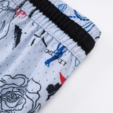 26/27 Flying Man Casual NBA Edition graffiti White shorts#C2523