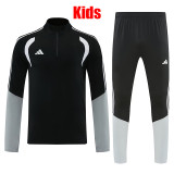 26/27AD Black&Grey Kids Half Pull Tracksuit#814(童装半拉链)