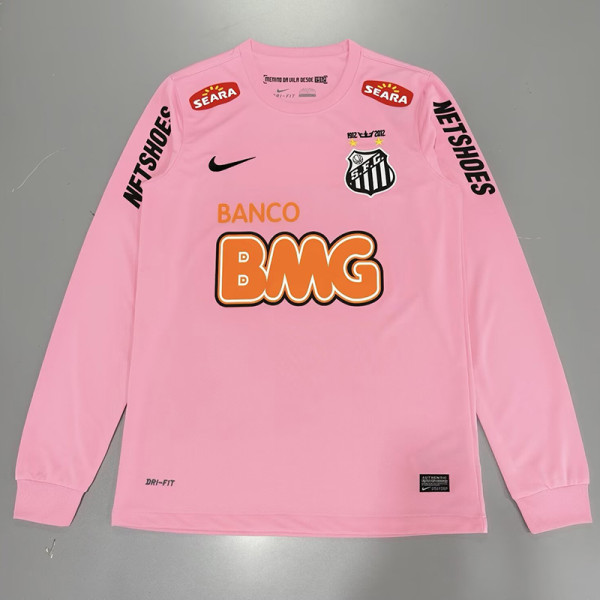 2012/2013 Santos FC Pink Long Sleeve Retro Soccer Jersey