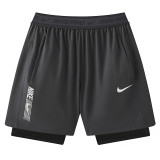 2026 NK Grey Double Layered Sports Shorts#N1003白标灰色