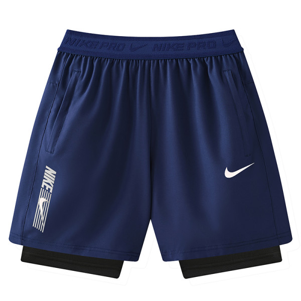 2026 NK Royal Blue Double Layered Sports Shorts#N1003白标上青