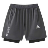 2026 AD Grey Double Layered Sports Shorts#A2003白标灰色