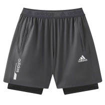2026 AD Grey Double Layered Sports Shorts#A2003白标灰色