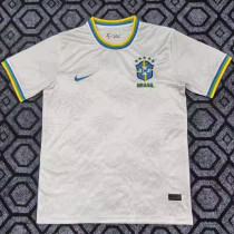26/27 Brazil Small Grass Leaf White Fans Soccer Jersey