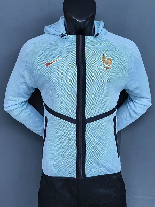 2026 France Light Blue Hooded Double Layered Appearance Suit
