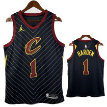 20/21 Cavaliers HARDEN #1 Flying Man Stripes Black Top Quality Hot Pressing Retro NBA Jersey