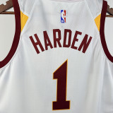 Cavaliers HARDEN #1White Top Quality Hot Pressing Retro NBA Jersey(黄边字体）
