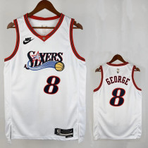 25/26 76ERS GEORGE #8White Retro Top Quality Hot Pressing Retro NBA Jersey
