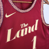 23/24 Cavaliers HARDEN #1 City Edition Red Top Quality Hot Pressing Retro NBA Jersey