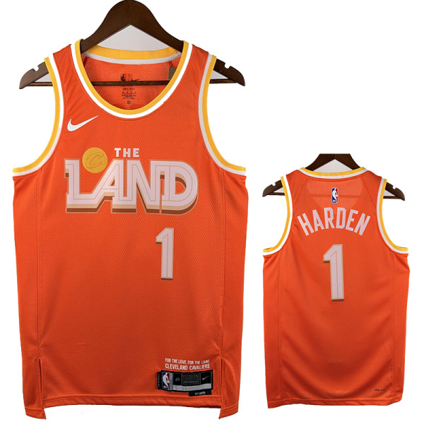 25/26 Cavaliers HARDEN #1 Orange City Edition Top Quality Hot Pressing Retro NBA Jersey
