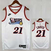 25/26 76ERS EMBIID #21 White Retro Top Quality Hot Pressing Retro NBA Jersey