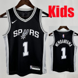 Sa Spurs WE MBANYAMA #1Black Top Quality Hot Pressing NBA Jersey(童装)