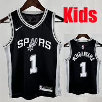 Sa Spurs WE MBANYAMA #1Black Top Quality Hot Pressing NBA Jersey(童装)
