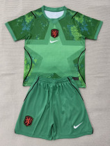 26/27 Netherlands Ｇoalkeeper Green Kids Soccer Jersey