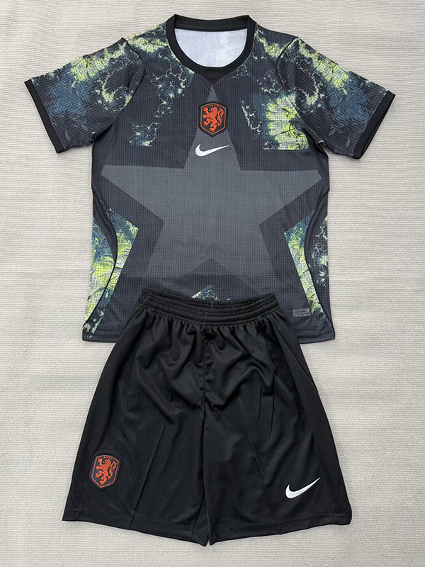 26/27 Netherlands Ｇoalkeeper Black Kids Soccer Jersey