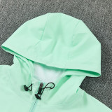 26/27 France Light Green Hooded Windbreaker Tracksuit