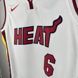 HEAT JAMES #6 White Kids Top Quality Hot Pressing NBA Jersey(V领童装)