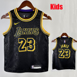 LAKERS JAMES#23 Snakeskin Black Kids Top Quality Hot Pressing NBA Jersey(童装)