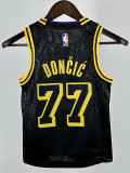 22/23 LAKERS DONCIC#77 Snakeskin Black Kids Top Quality Hot Pressing NBA Jersey(童装)