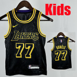 22/23 LAKERS DONCIC#77 Snakeskin Black Kids Top Quality Hot Pressing NBA Jersey(童装)