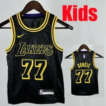 22/23 LAKERS DONCIC#77 Snakeskin Black Kids Top Quality Hot Pressing NBA Jersey(童装)