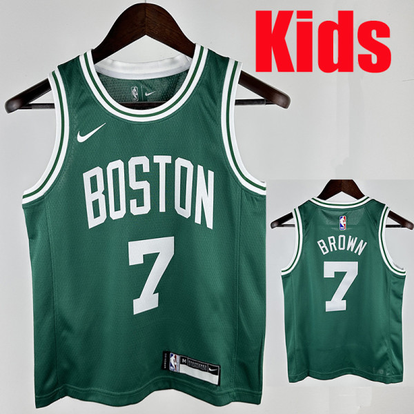 CELTICS BROWN #7 Green Kids Top Quality Hot Pressing NBA Jersey(童装)